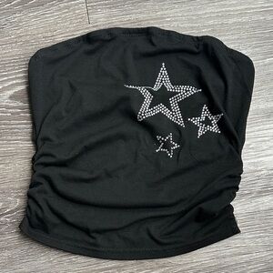 Black Crop Top with Star Design